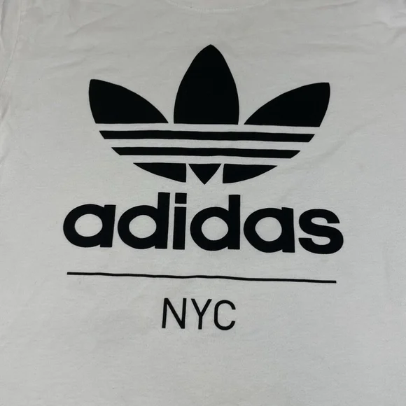 Adidias | NYC Men's T-Shirt Short Sleeve Crew Neck Shirt Top Tee White Small EUC - Picture 2 of 5